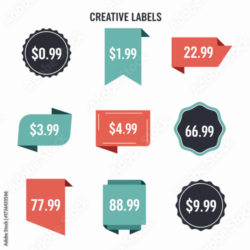 set of sale labels, Price tags, element set on transparent background