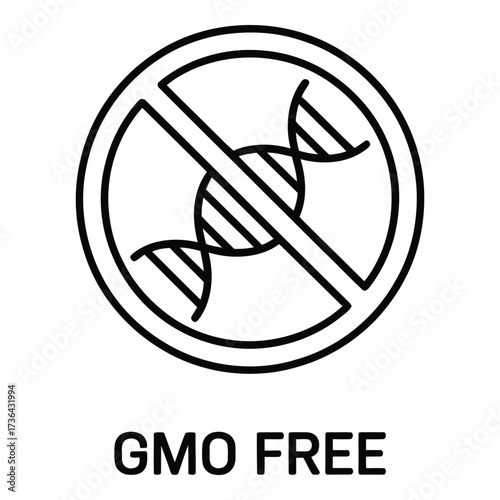 GMO Free Symbol - No Genetically Modified Organisms Vector Icon for Organic Food Labels and Eco Branding