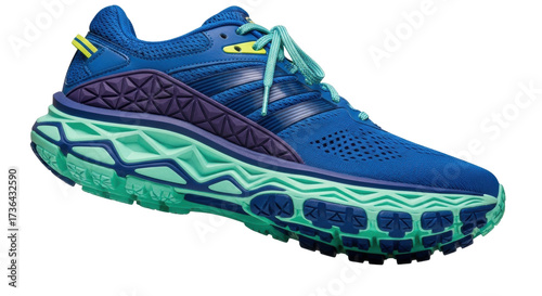 Tableau sur toile Isolated running shoe with blue and purple design for comfort and performance fo