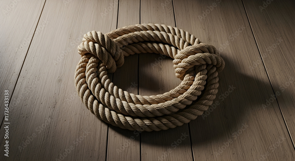 Obraz premium Natural rope arranged as circular coil.