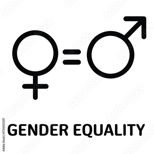 Gender Equality Line Icon with Male and Female Symbols