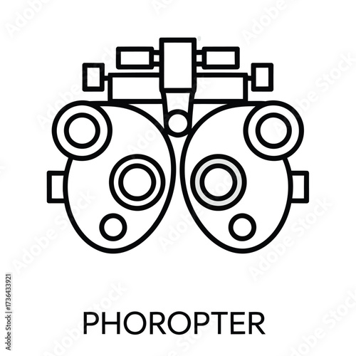 Phoropter, Eye Test, Optometry, Ophthalmology, Vision Check Line Icon