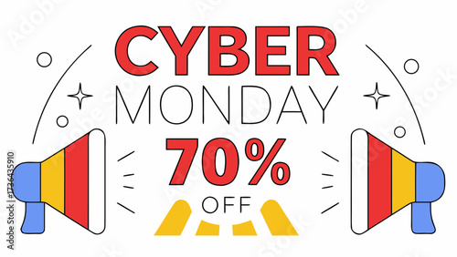 Cyber Monday sale poster with 70 percent discount