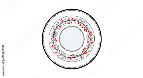 Elegant berry and leaf pattern on decorative ceramic plates for a festive table setting.
