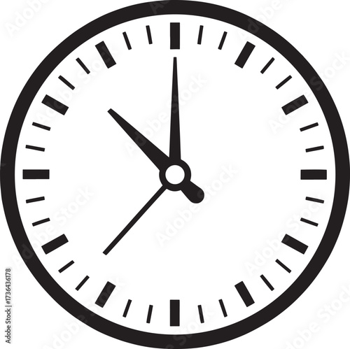 Clock Icon Black and White Design