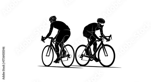 Silhouetted Cyclists in Motion A Dynamic Black and White Visual Story