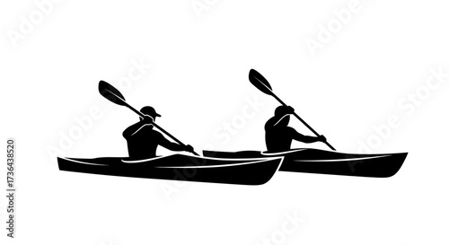 Two Kayakers Paddle in Harmony, a Silhouette of Outdoor Adventure and Tranquility