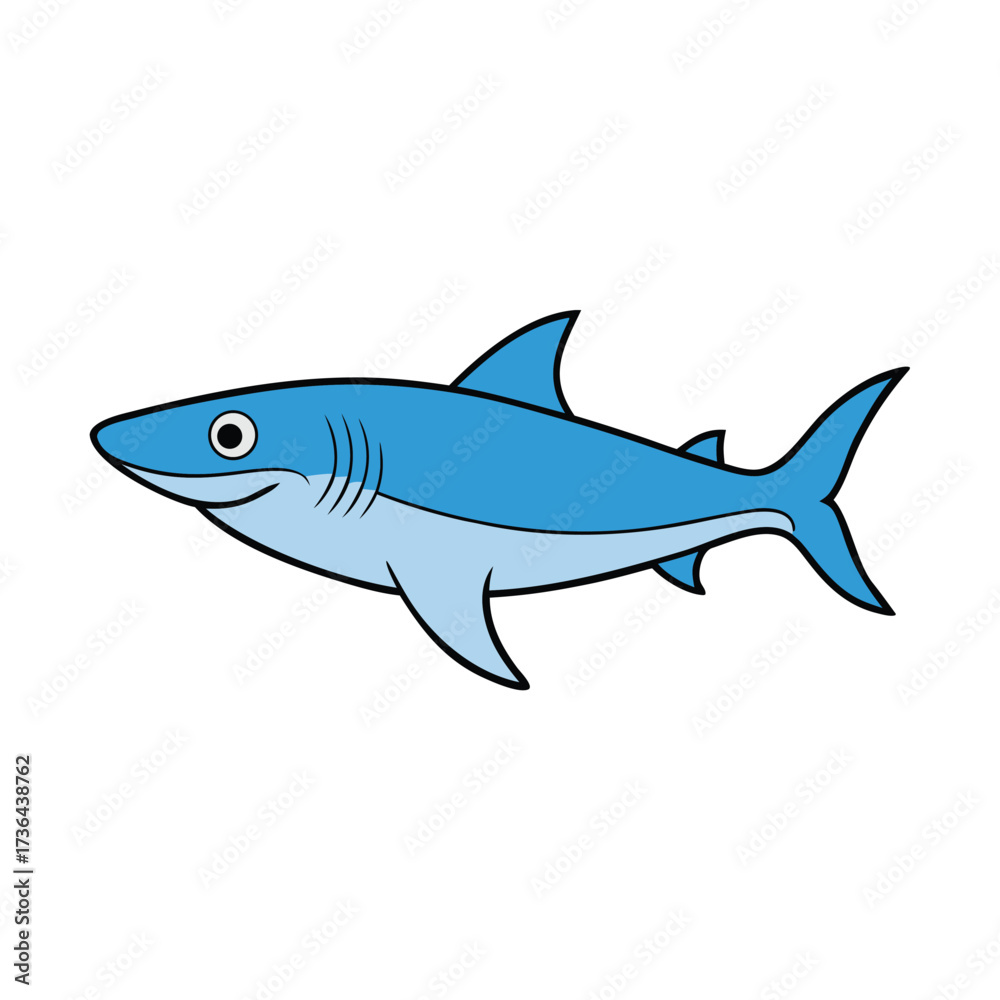Obraz premium Angry Shark Cartoon Vector Drawing