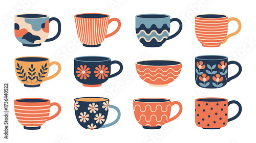 Colorful Mug Collection Decorative Mugs with Artistic Designs, Perfect for Coffee, Tea, or Warm Beverages