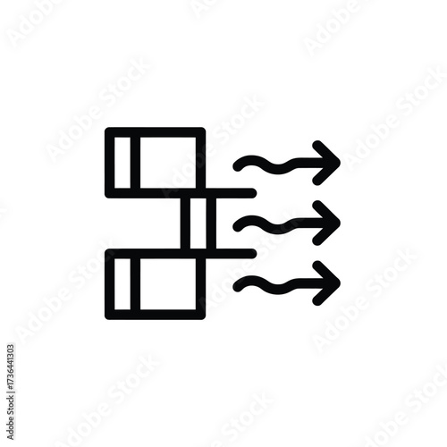 Abstract icon representing airflow outward from a source