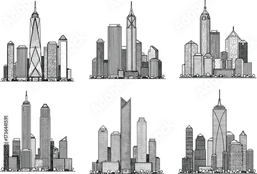 City, Skyline, Skyscraper, Architecture, Urban, Buildings, Illustration, Drawing, Silhouette, Downtown, Tower, Metropolis, Modern, Design, Landscape, 