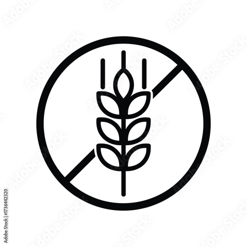 Gluten free symbol with wheat stalk inside a circle