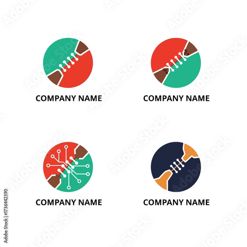Set of modern handshake logo templates for business and technology.