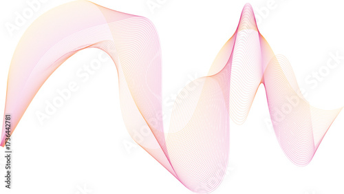 Delicate flowing pink and orange wavy lines on white background for modern design