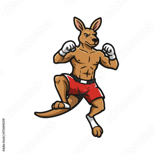 Powerful kangaroo boxer ready to fight, a unique mascot for sports, fitness or branding that demands attention and conveys strength and agility