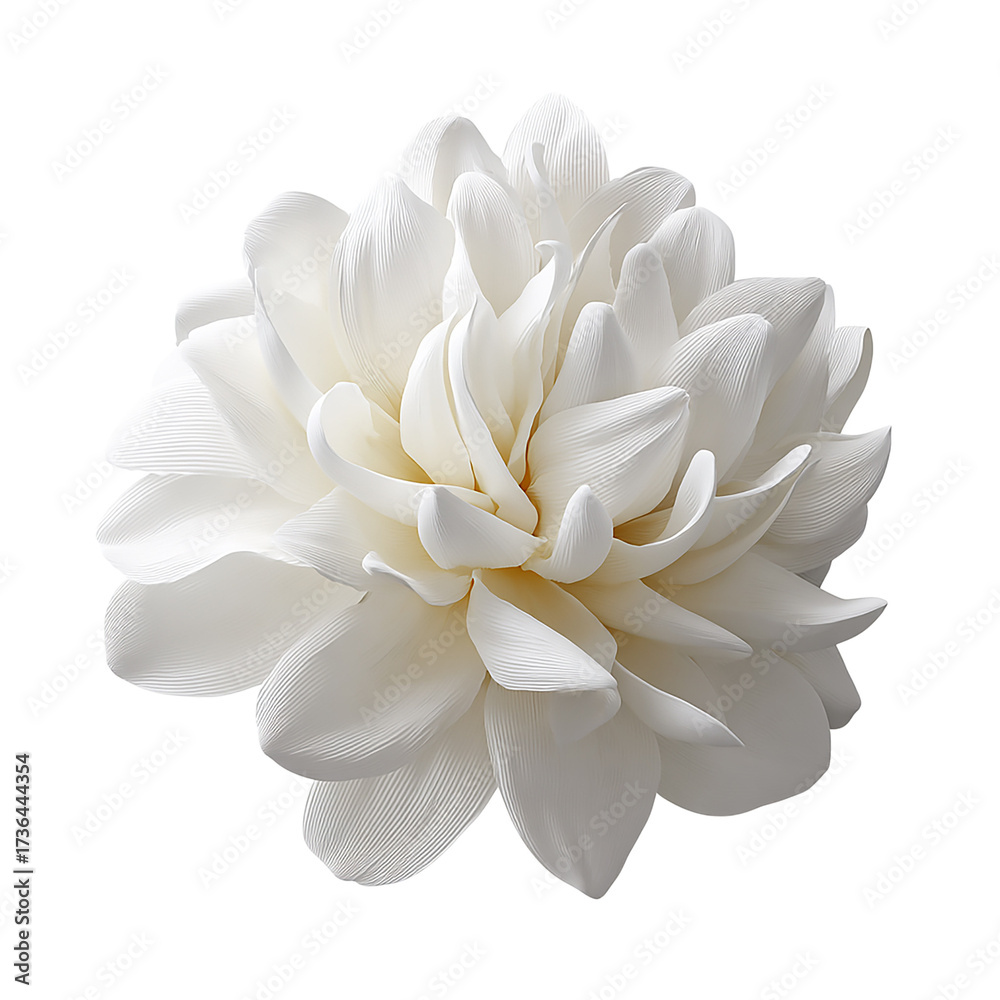 Fototapeta premium Elegant white dahlia flower blossom isolated on black background, on transparent background