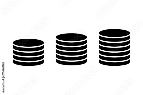 silhouette  stacked coins, illustrating financial growth or savings