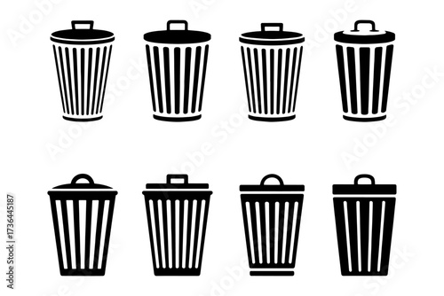  silhouette  trash bin garbage container waste  cans  