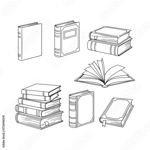 Vintage Book Elements Collection – Classic & Antique Book Silhouettes for Design