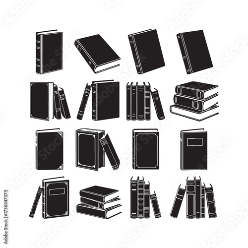 Vintage Book Elements Collection – Classic & Antique Book Silhouettes for Design