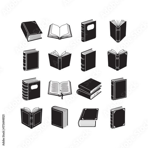 Vintage Book Elements Collection – Classic & Antique Book Silhouettes for Design