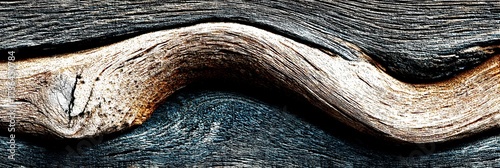 Natural wood texture with intricate patterns and waves captured in close-up - High Contrast