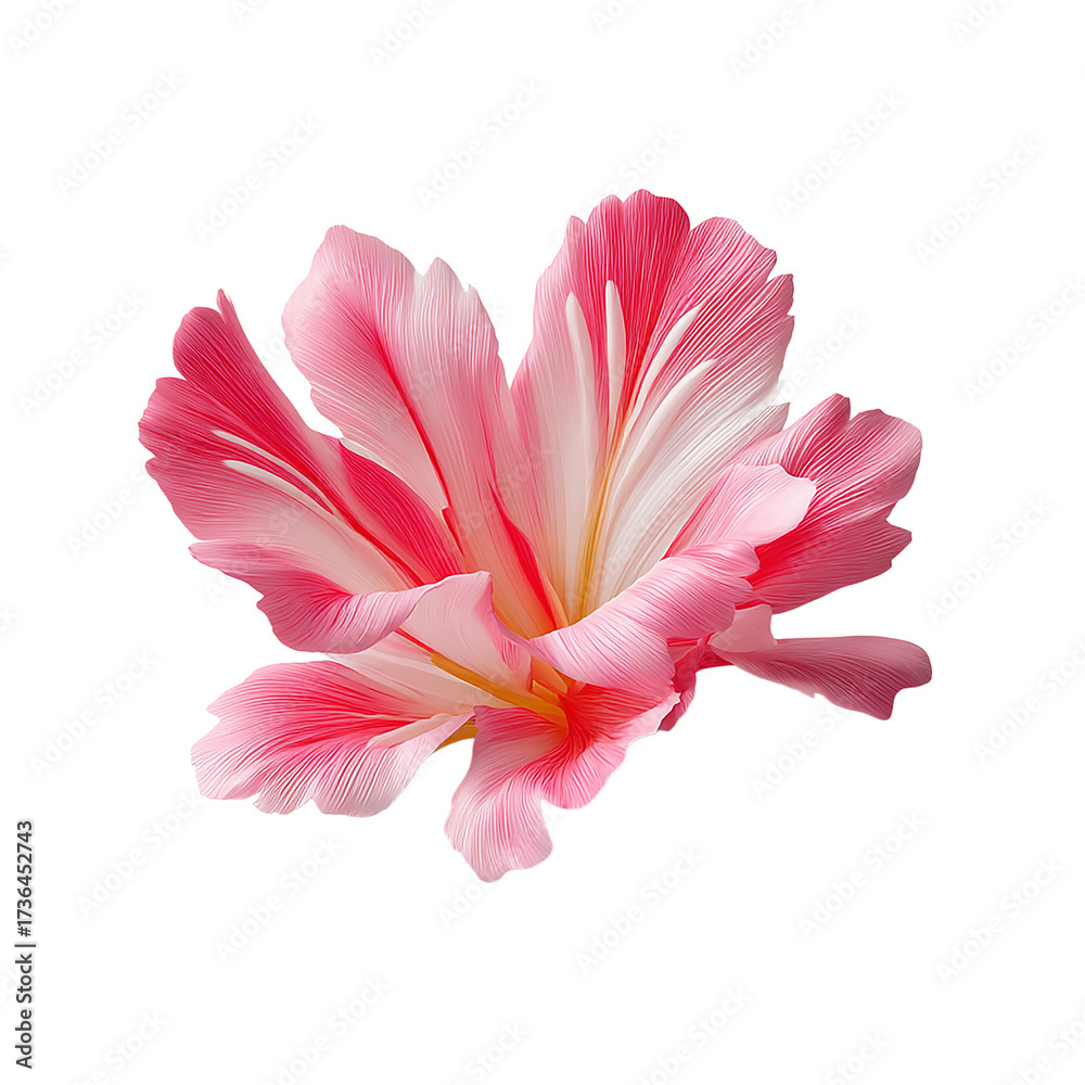 Fototapeta premium Elegant pink and white flower illustration with textured petals on transparent background