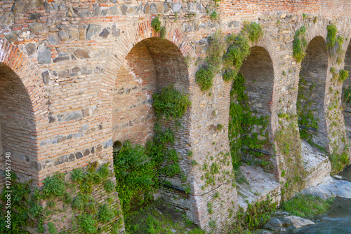 A fragment of the wall of the sulfur baths in the historical center of old Tbilisi, Georgia