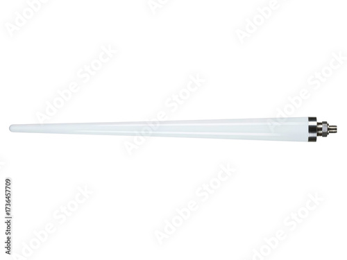 Elongated white decorative candle light bulb for modern lamps on a transparent background