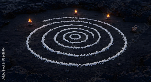 Salt Spiral on Dark Volcanic Plateau