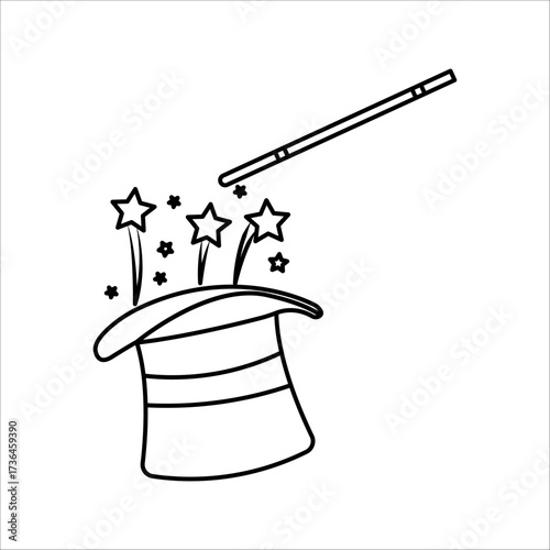 Doing magic icon, magic wand in the hand of magician