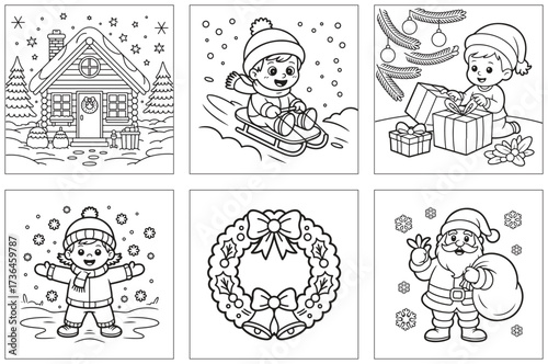 Winter Christmas Bundle Coloring Pages