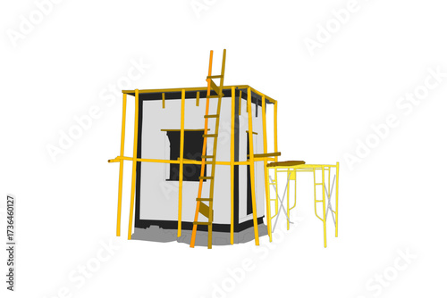 vector illustration of a security post under construction isolated on a white background