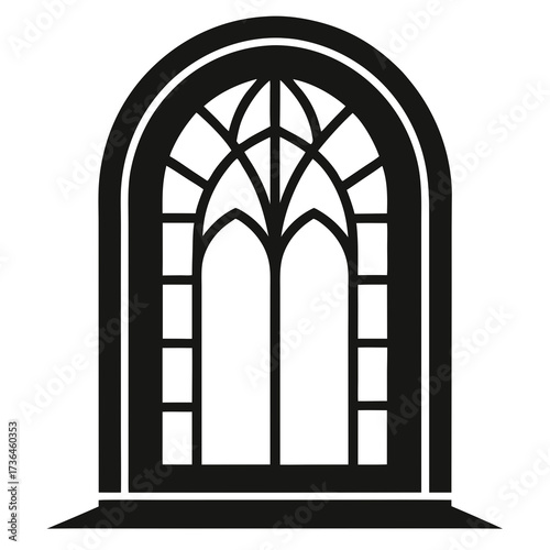 Elegant gothic window illustration for architectural design projects, church renovations, and historical recreations lending classic style and detail