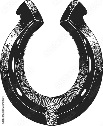 Horseshoe sketch hand drawn style detailed black and white illustration — stock vector