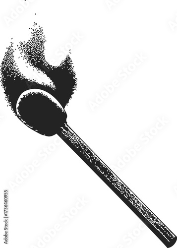 Burning matchstick sketch, hand drawn vector with flame on white background — stock vector