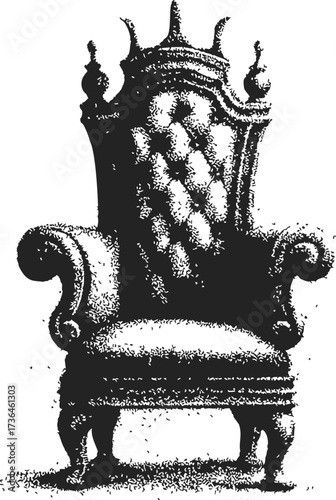 Throne chair sketch hand drawn vintage ornate high back armchair — stock vector