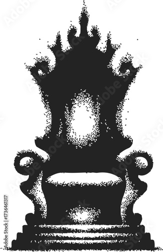Throne sketch hand drawn ornate royal chair with high backrest and steps — stock vector