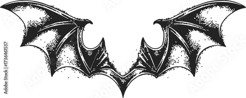 Bat wings sketch hand drawn symmetrical black gothic style — stock vector