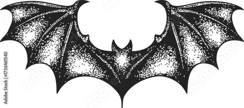 Bat wings sketch, hand drawn vintage style, detailed textured illustration — stock vector