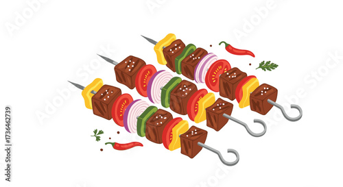 Delicious beef and vegetable skewers grilled to perfection for a healthy meal.