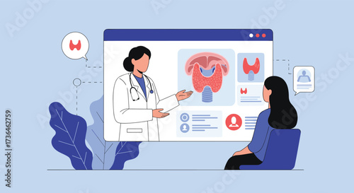 Online consultation with a doctor about thyroid health and endocrine system diseases.