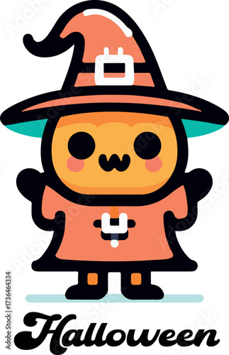 Cute spooky halloween logo icon vector white background .