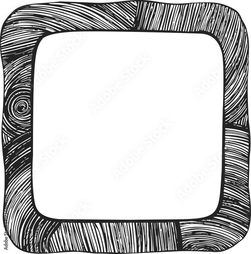Wooden frame sketch hand drawn square border with wood grain texture — stock vector