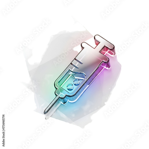 Syringe with colorful liquid isolated on transparent background