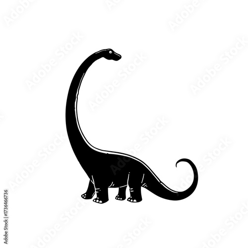 Apatosaurus. Apatosaurus simple black and white line art vector logo