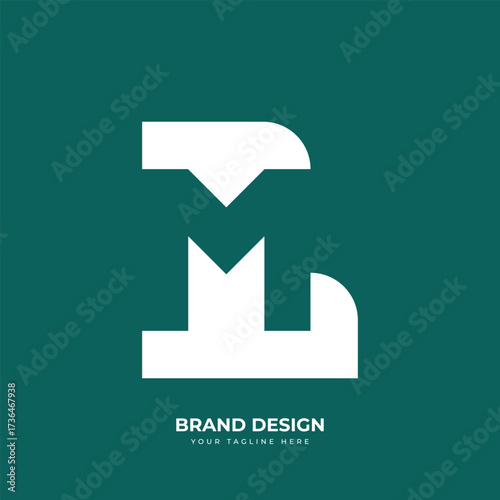 Letter Lm or Ml negative space abstract monogram logo
