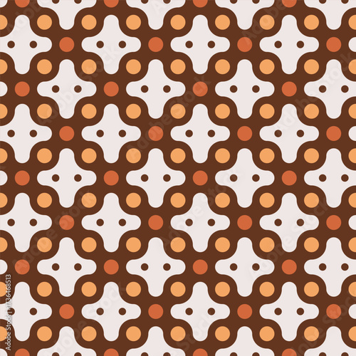 Retro Geometric Rounded Shape Element Repeating Design Pattern Graphic