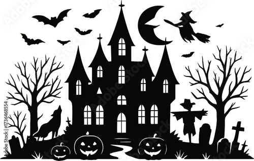 halloween house with bats