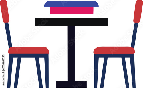 Minimalist colorful Table and Chairs Icons